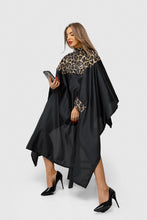 Atsparus vandeniui kirpimo peniuaras, pelerina makiažo meistrams (juoda-leopardinė)