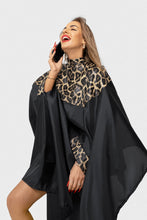 Atsparus vandeniui kirpimo peniuaras, pelerina makiažo meistrams (juoda-leopardinė)