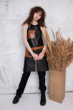 Dirbtinės odos "Unisex" prijuostė kirpėjams ir kirpėjoms, manikiūro meistrams