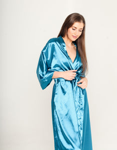 lgas chalatas - kimono lyg šilkas, karališkas mėlynas