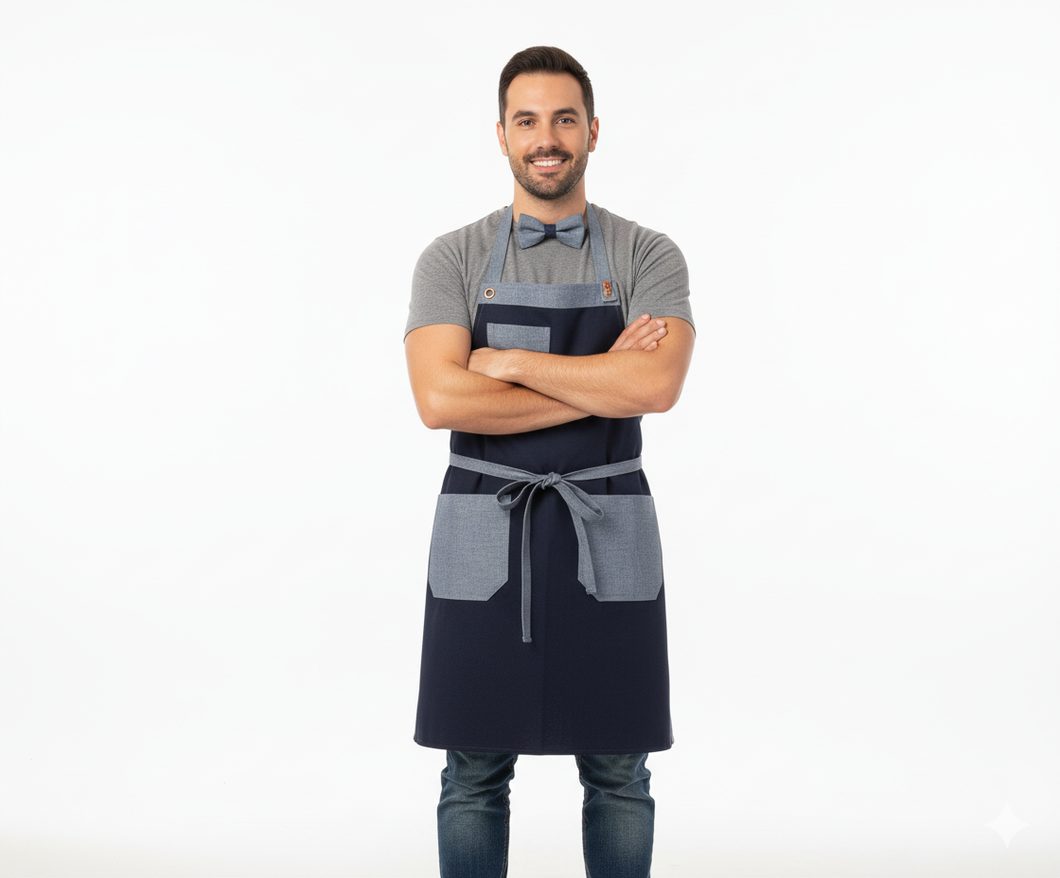 Vyriška džinsinė prijuostė su varlyte