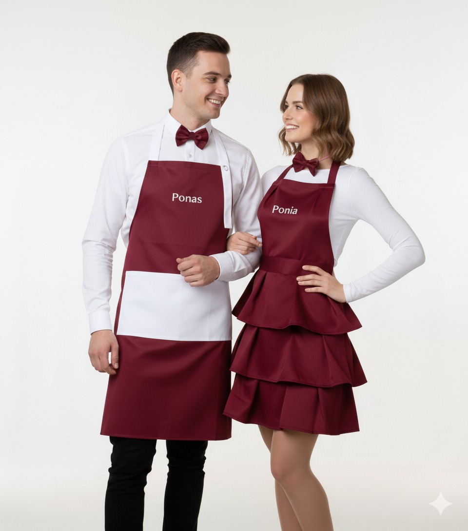 Medvilninės prijuostės jam ir jai