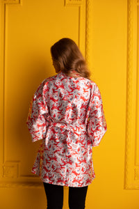 Rausvas chalatėlis - kimono